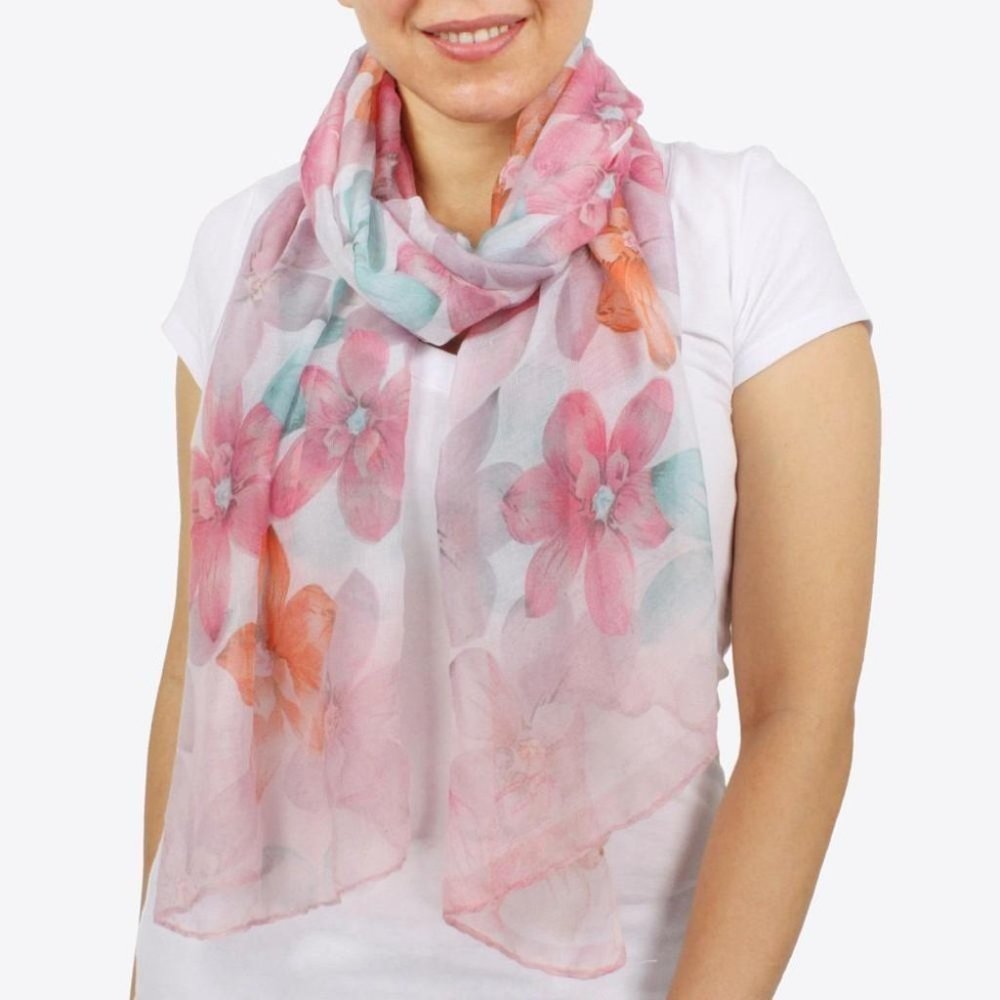 Spring Fashion Scarf - Muted Peach, Pink & Violet